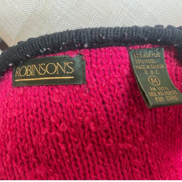 Vintage 90s Robinson's Hot Pink Boucle Sweater Blazer Size Medium - Picture 5 of 5